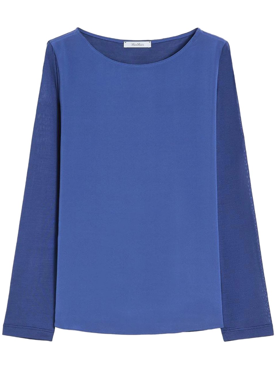 Max Mara Relaxed-Fit Blue Top with Silky Front Panel Blauw
