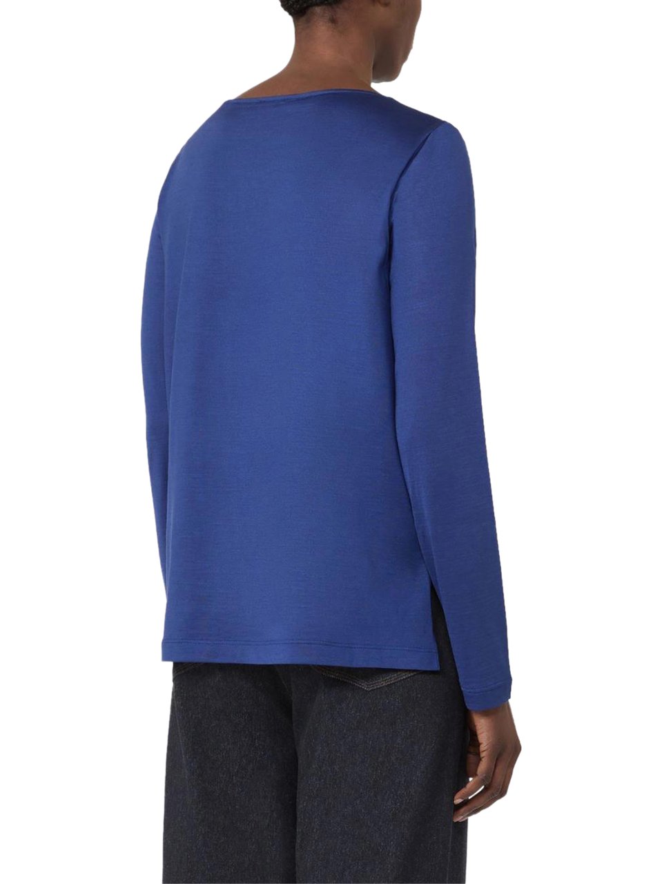 Max Mara Relaxed-Fit Blue Top with Silky Front Panel Blauw