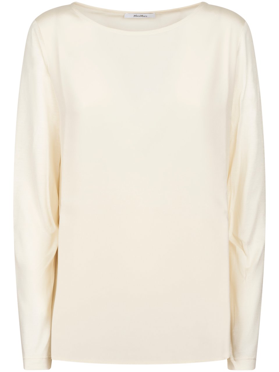 Max Mara Long-Sleeve Silk Top with Subtle Draping Neutraal