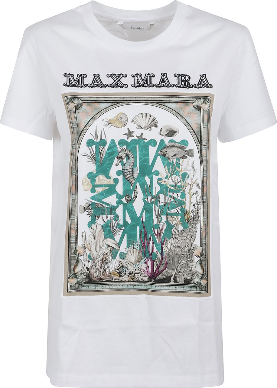 Max Mara Short-Sleeve Graphic Print T-Shirt with Underwater Scene Wit