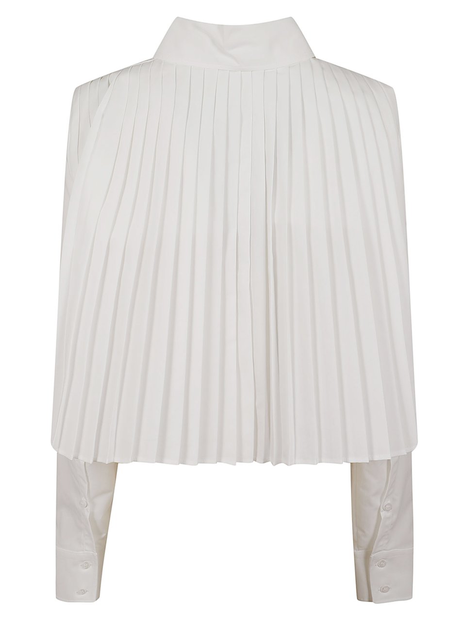 Max Mara Cropped Shirt with Fully Pleated Back and Asymmetrical Hem Wit