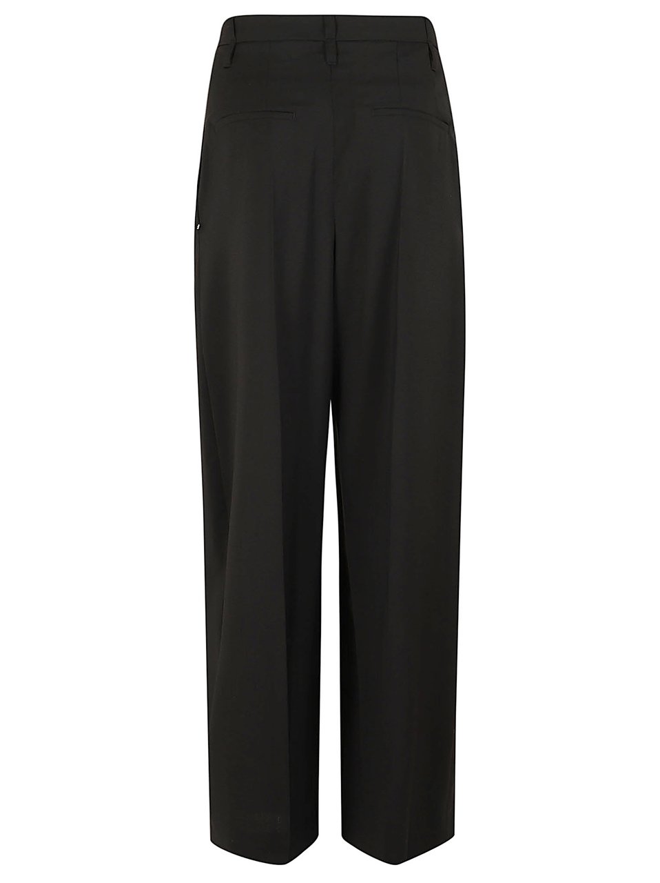 Max Mara Wide-Leg Trousers with Double-Front Darts and Belted Design Zwart
