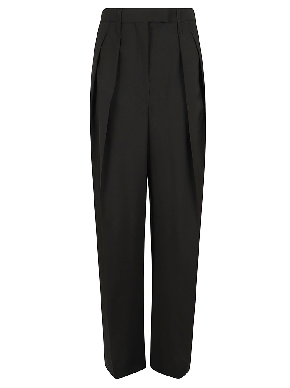 Max Mara Wide-Leg Trousers with Double-Front Darts and Belted Design Zwart