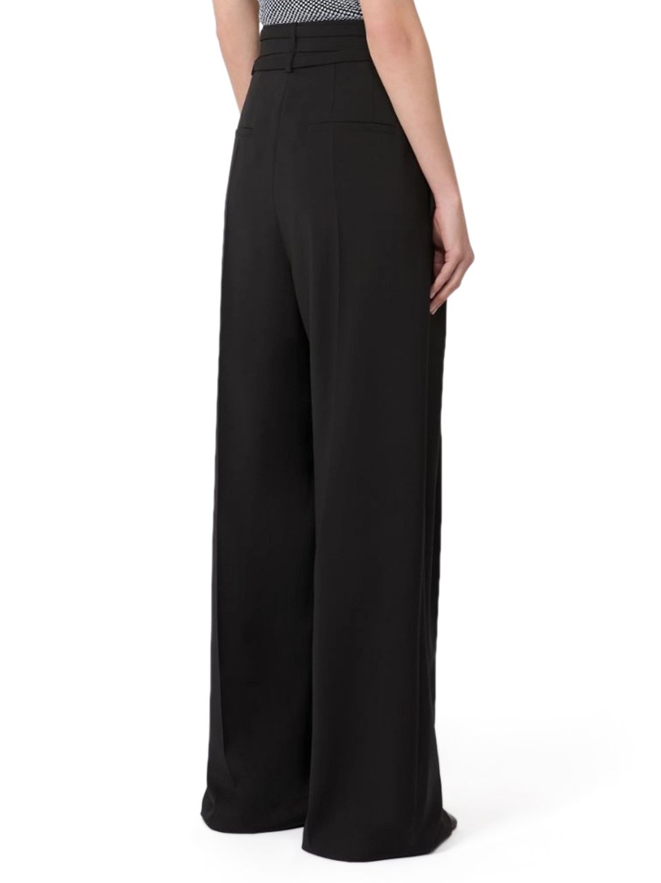 Max Mara Wide-Leg Trousers with Belt Detail and Pleated Front Zwart