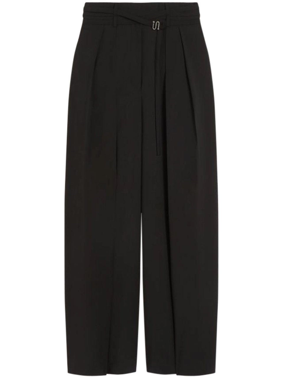 Max Mara Wide-Leg Trousers with Belt Detail and Pleated Front Zwart
