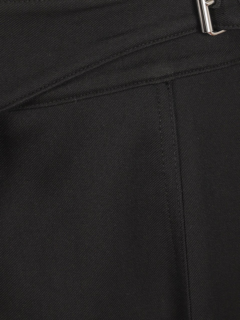 Max Mara Palazzo-Style Trousers with Asymmetrical Waistband and Sleek Buckle Zwart