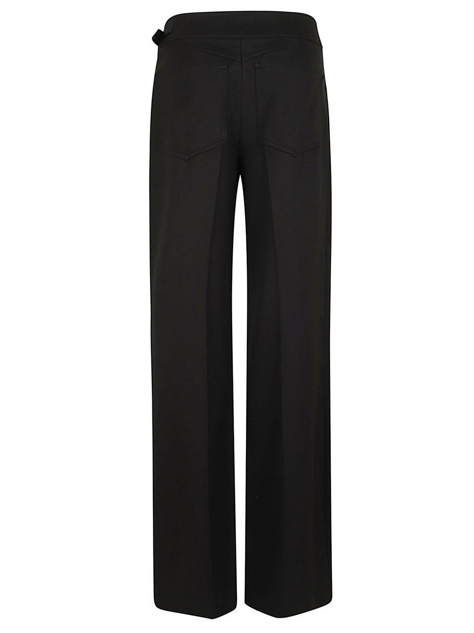Max Mara Palazzo-Style Trousers with Asymmetrical Waistband and Sleek Buckle Zwart