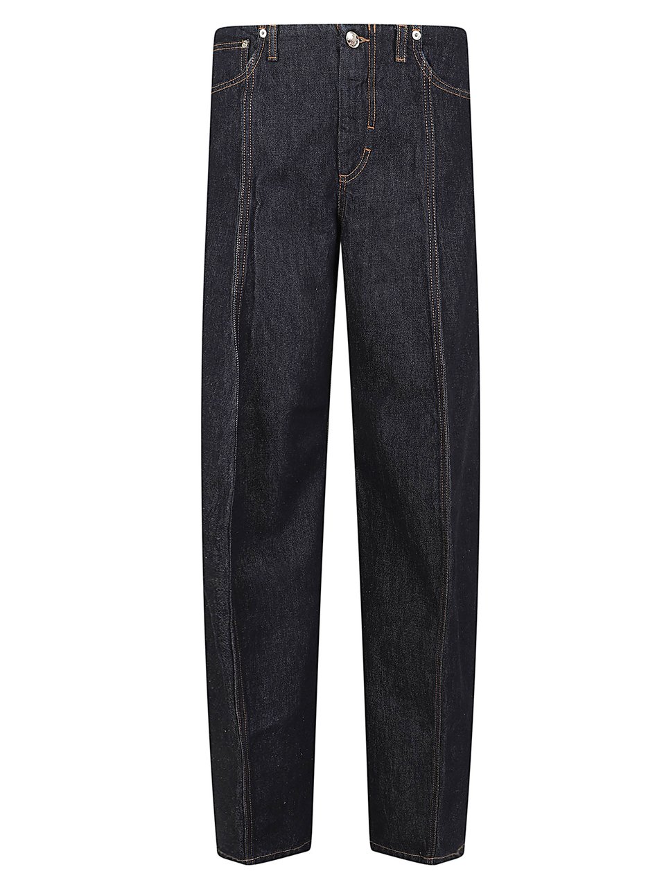 Max Mara Wide-Leg Denim Trousers with Vertical Stitching Blauw
