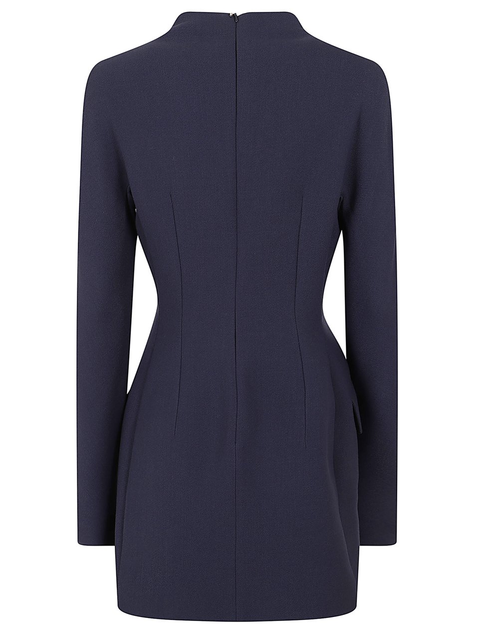Max Mara Midnight Blue Gabardine Short Fitted Dress Blauw
