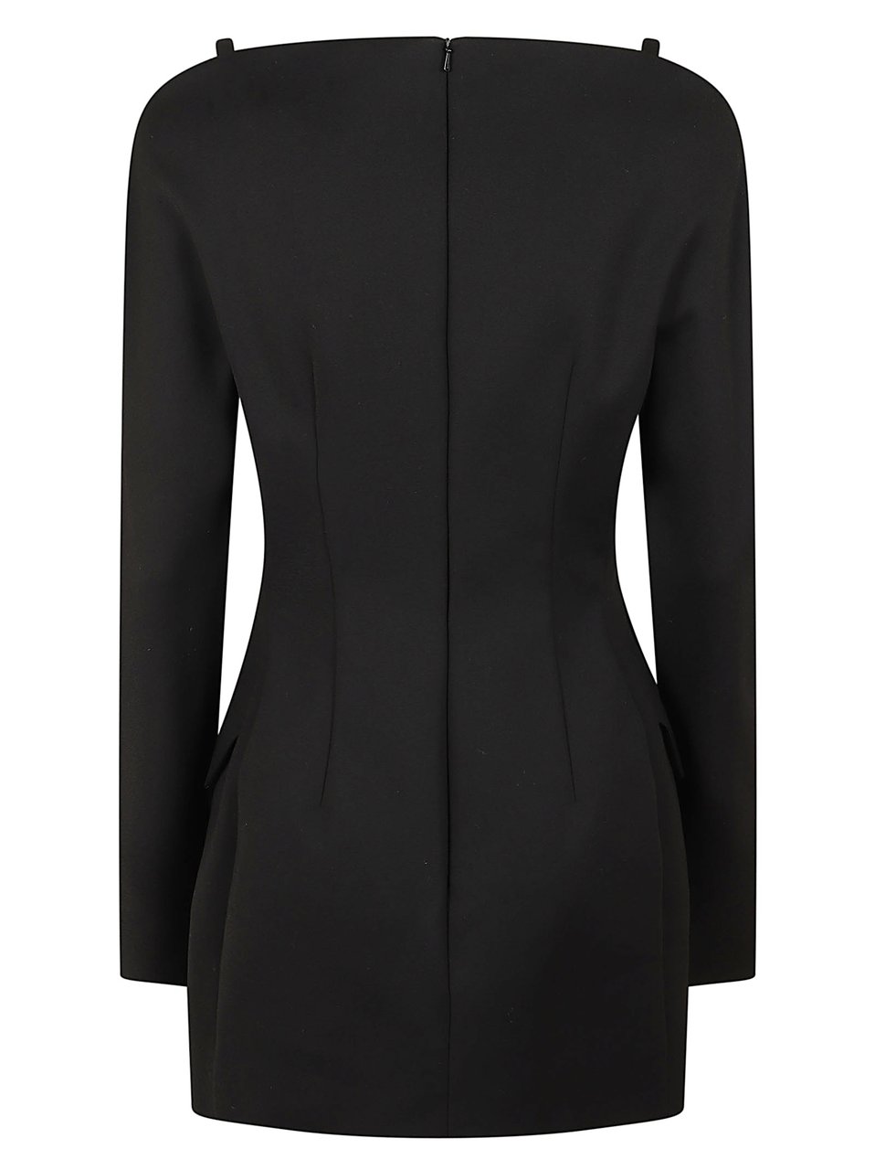 Max Mara Tailored Black Mini Dress with Geometric Design Zwart