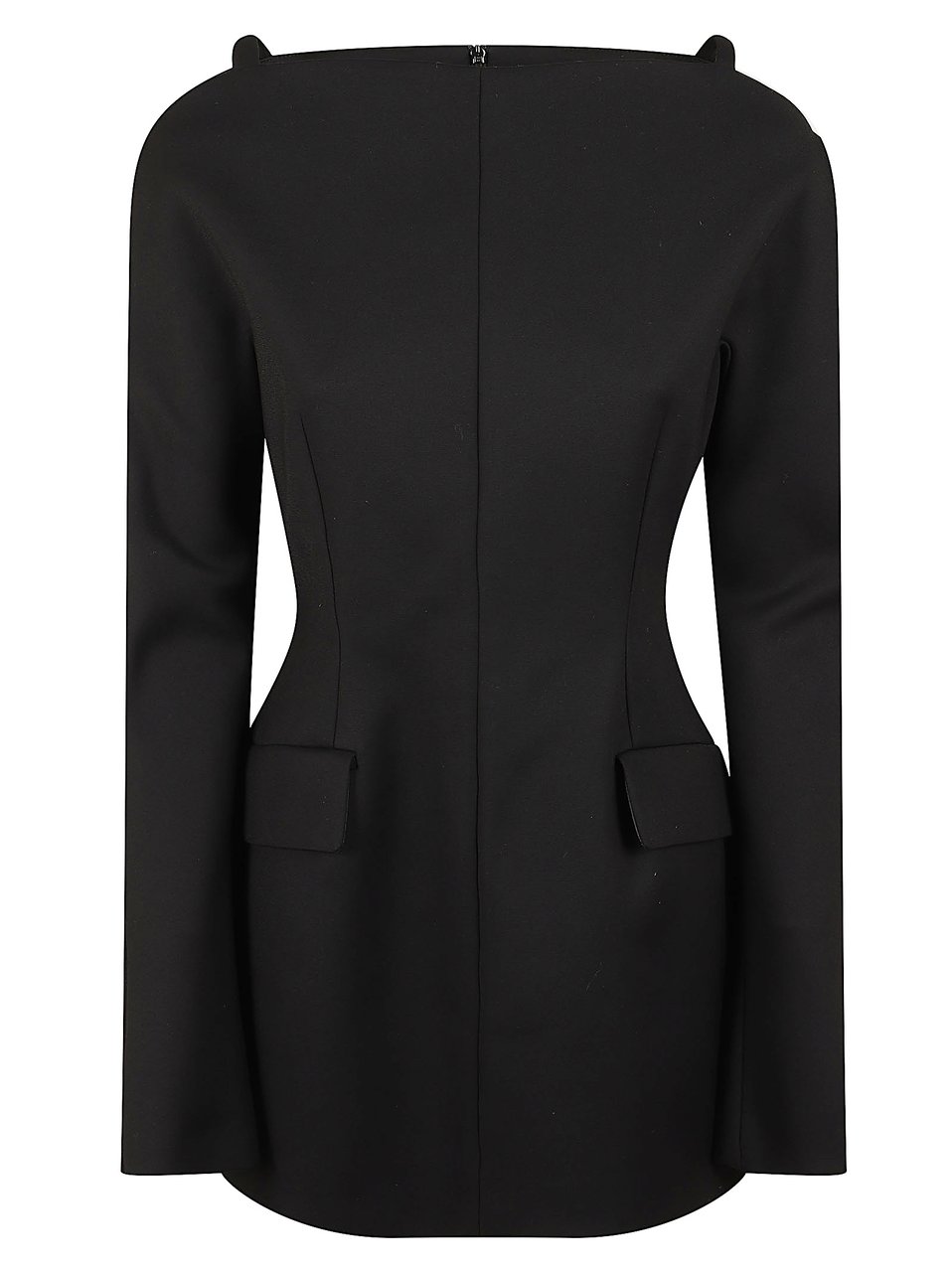 Max Mara Tailored Black Mini Dress with Geometric Design Zwart