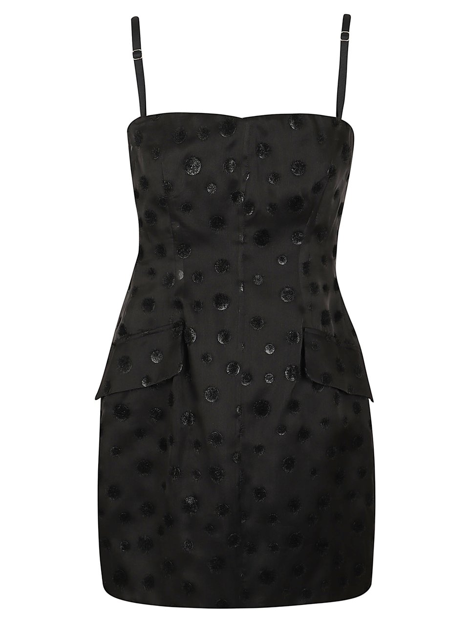 Max Mara Hourglass Silk Organza Mini Dress with Geometric Neckline Zwart