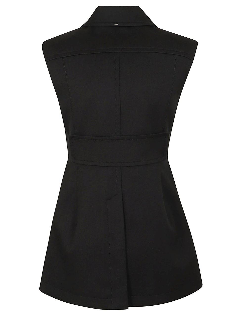 Max Mara Sleeveless Fitted Gabardine Blazer with Tailored Shirt Construction Zwart