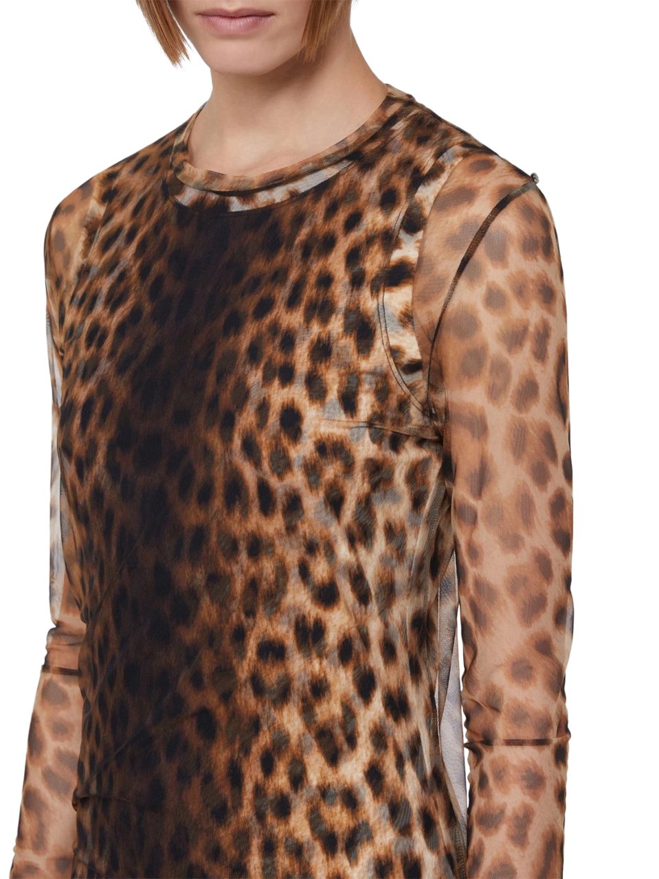 Max Mara Midi-Length Jersey Dress with Bold Leopard Print Zwart