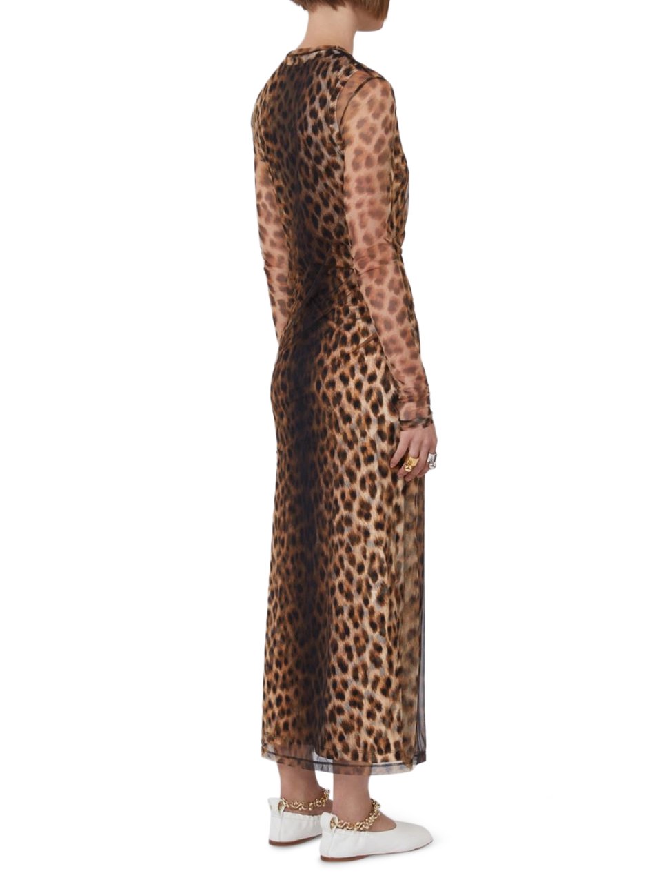 Max Mara Midi-Length Jersey Dress with Bold Leopard Print Zwart