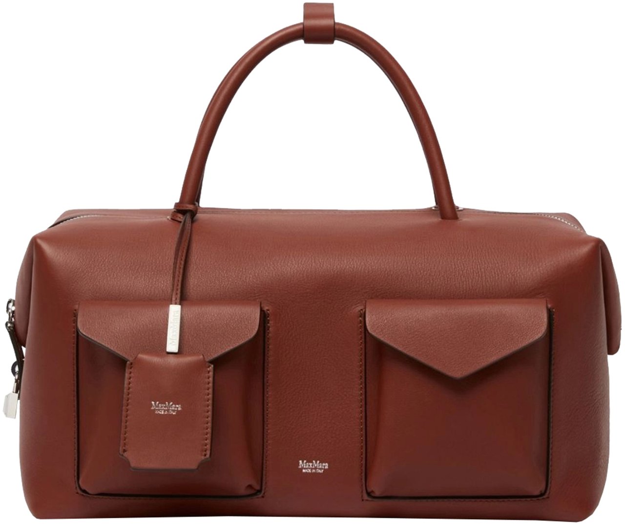 Max Mara Brown Mxaholdallcargo Structured Leather Holdall Bag Rood