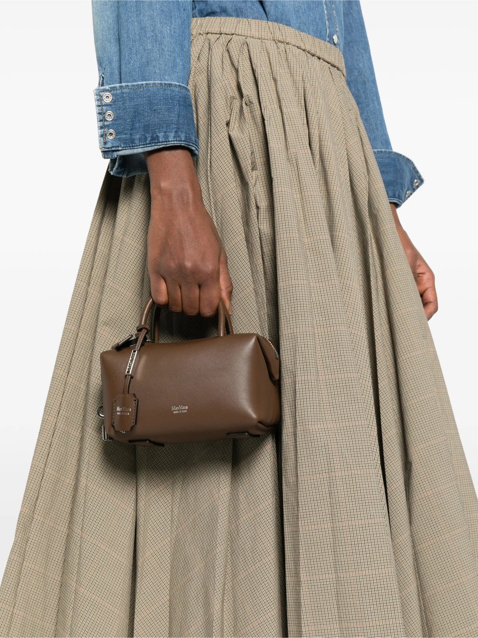 Max Mara Brown Holdalls Structured Leather Holdall Bag Grijs