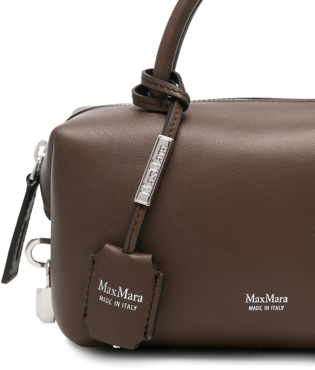 Max Mara Brown Holdalls Structured Leather Holdall Bag Grijs