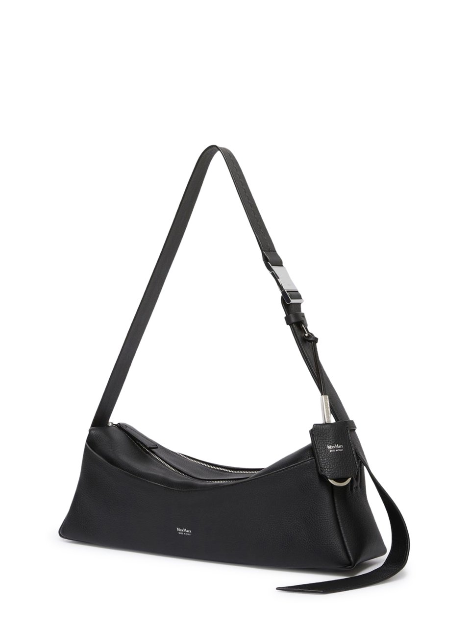 Max Mara Elongated Shoulder Bag in Smooth Calf Leather Zwart