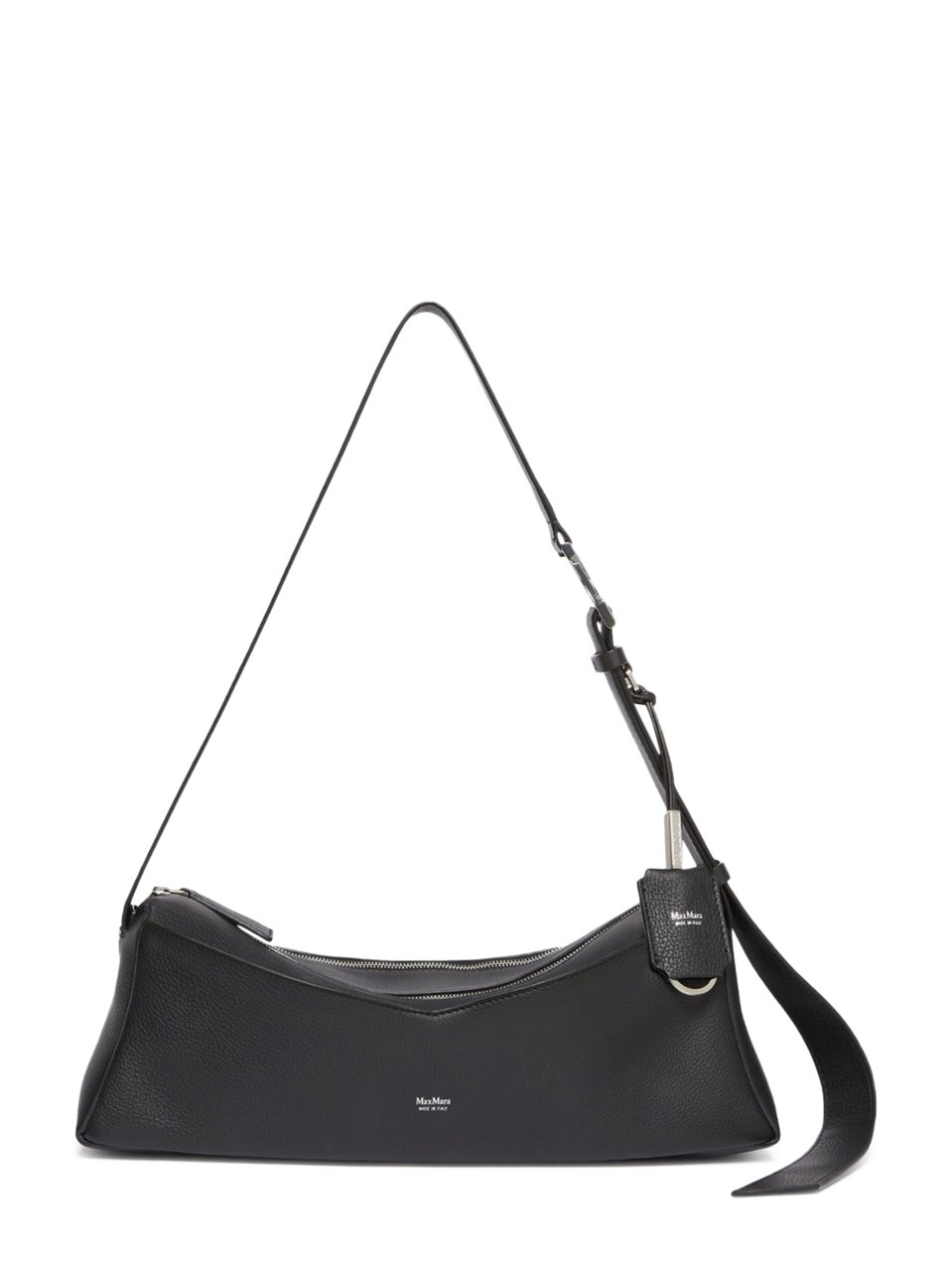 Max Mara Elongated Shoulder Bag in Smooth Calf Leather Zwart