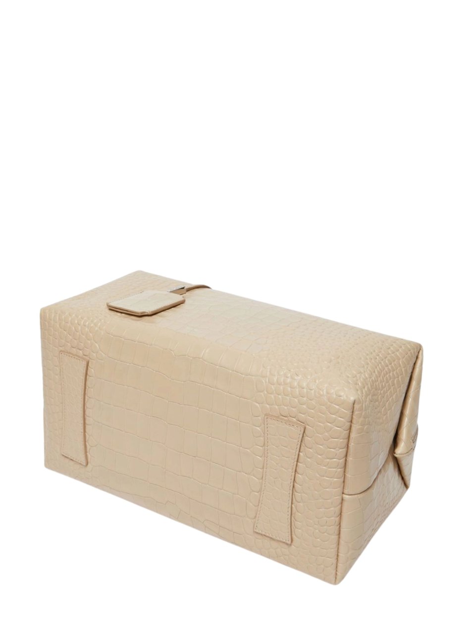 Max Mara Beige Crocodile Print Leather Tote Bag Neutraal