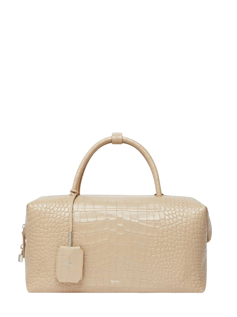Max Mara Beige Crocodile Print Leather Tote Bag Neutraal