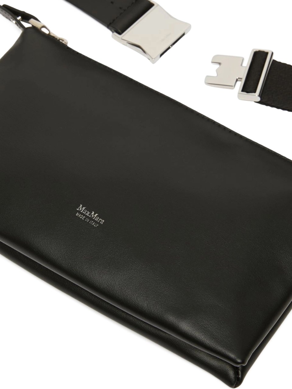 Max Mara Textured Black Triangular Bag with Adjustable Strap Zwart