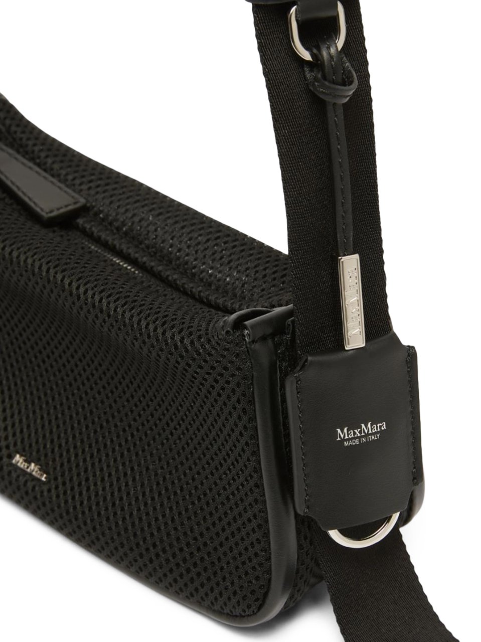 Max Mara Textured Mesh Polyester Bag with Adjustable Strap Zwart