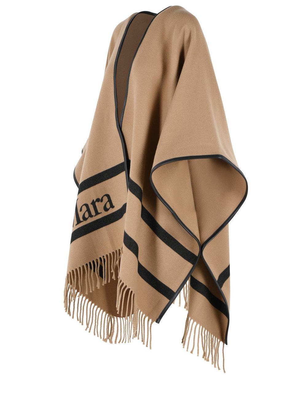 Max Mara 'Aris' Camel Jacquard Wool Poncho Bruin