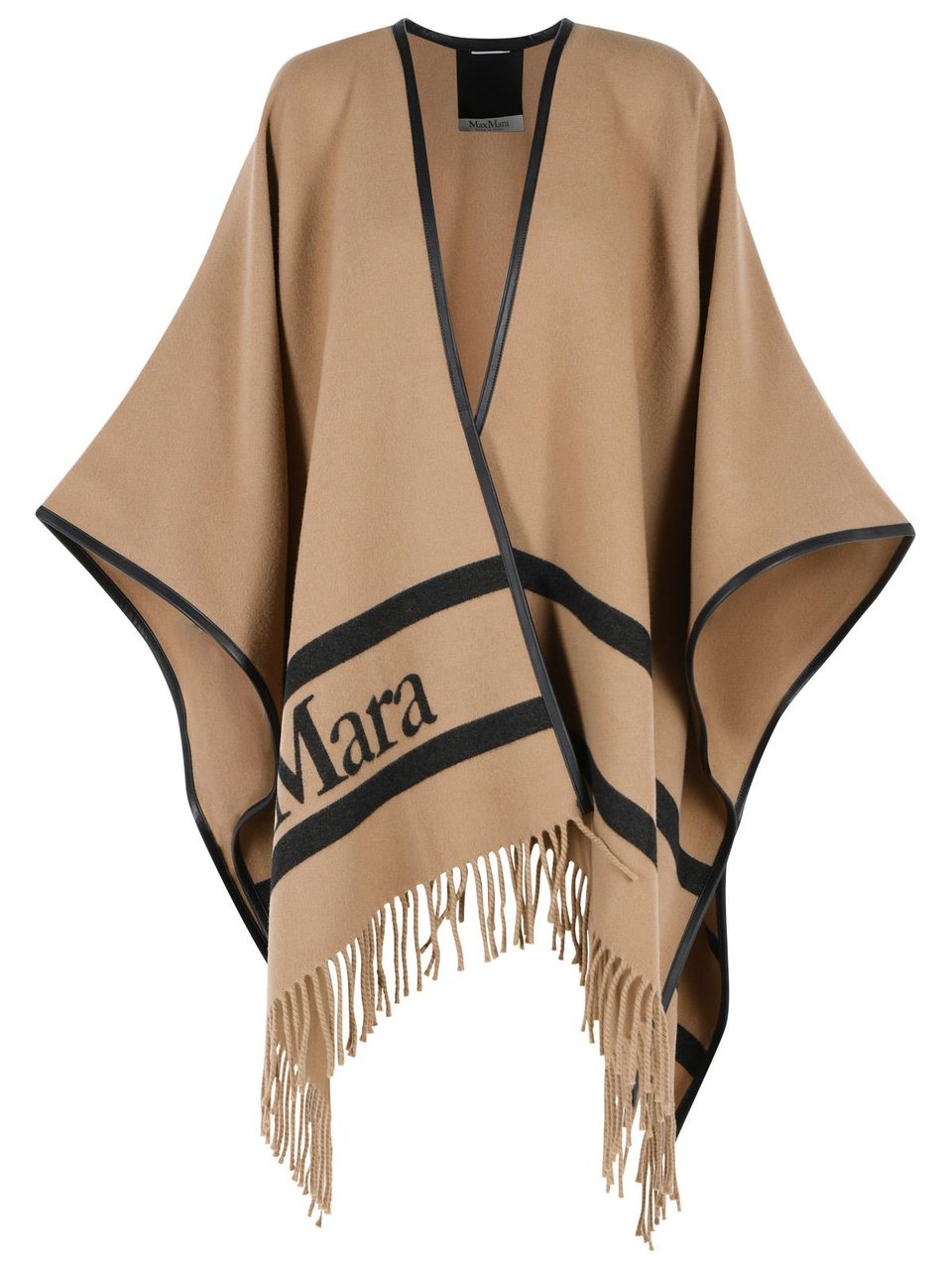 Max Mara 'Aris' Camel Jacquard Wool Poncho Bruin
