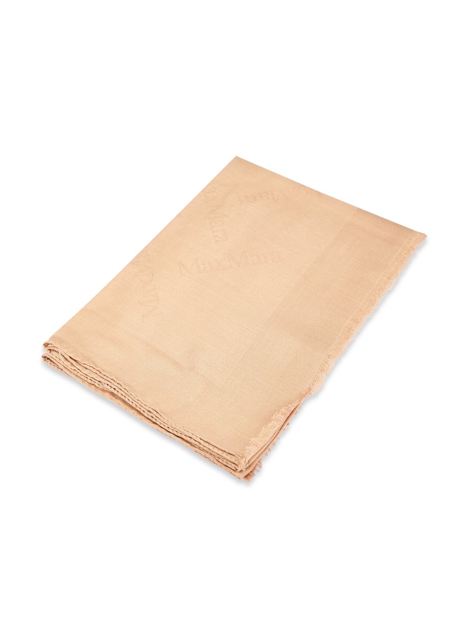 Max Mara Rectangular Wool-Silk Stola-Foulard in Warm Camel Tone Neutraal