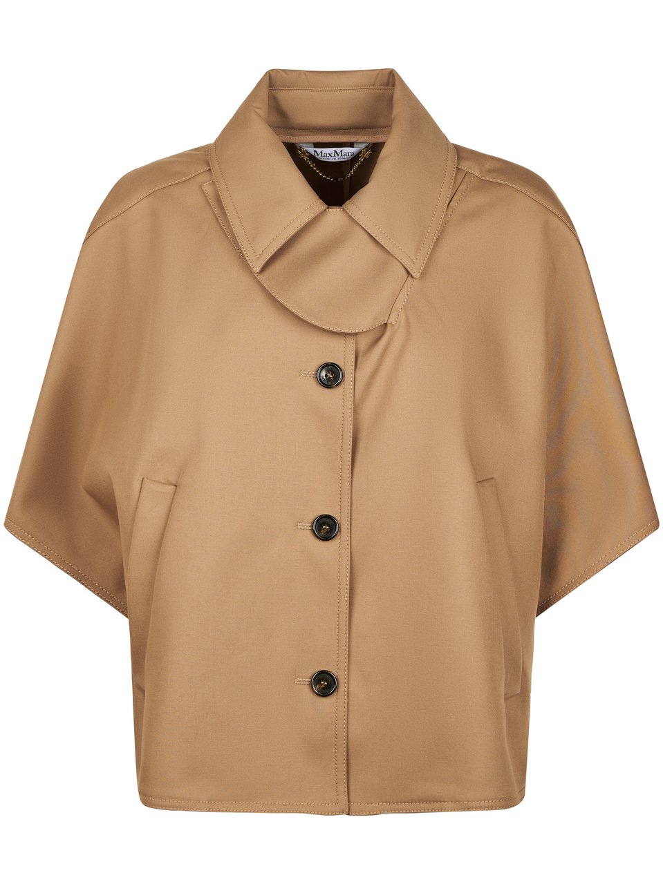 Max Mara Boxy Short Coat with Wide Collar Neutraal