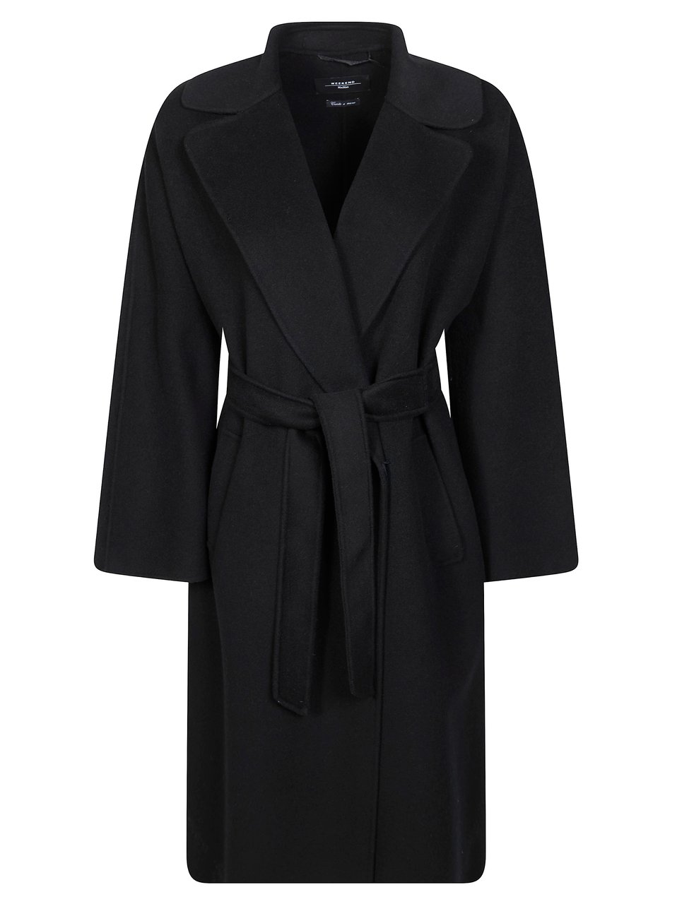 Max Mara Civada Wrap Design Long Coat Zwart