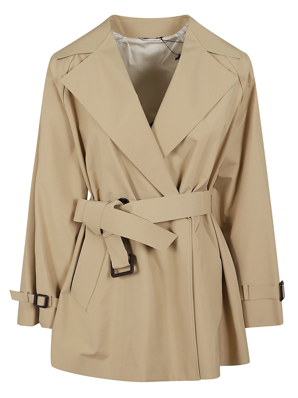 Max Mara Water-Repellent Short Trench Coat with Peak Lapels Neutraal