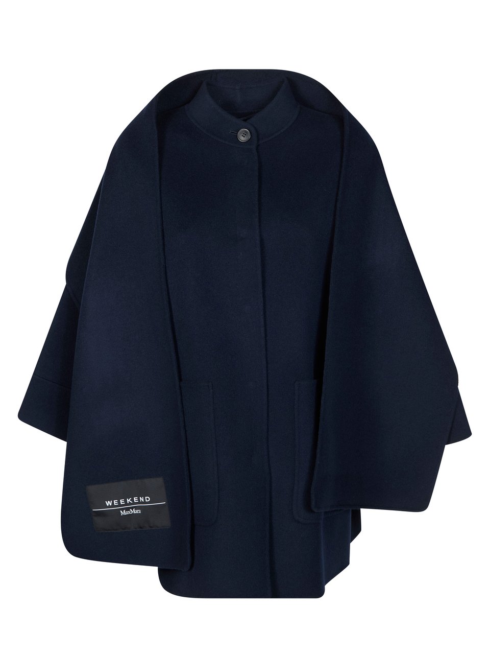 Max Mara Fulcro High Neck Cape Sleeve Coat Zwart