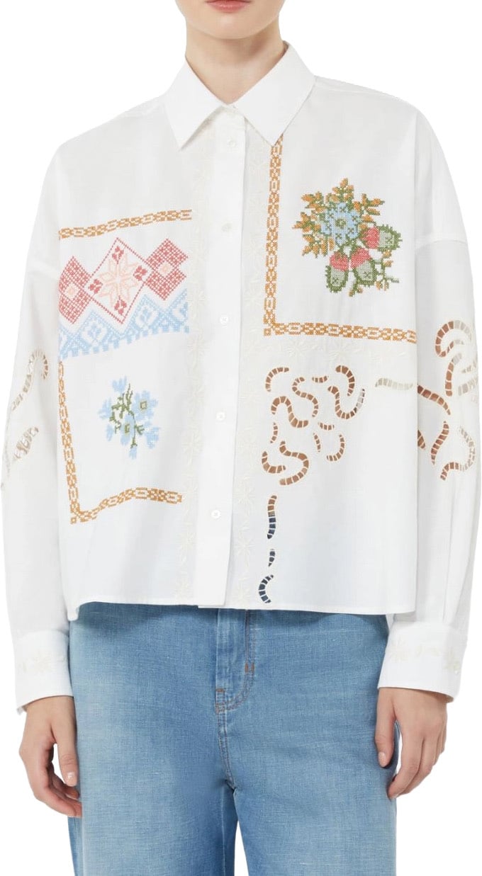 Max Mara Shirts Bianco Punto Croce Wit