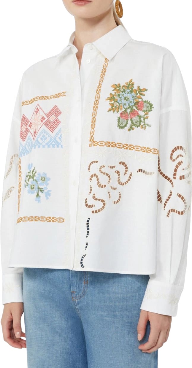 Max Mara Shirts Bianco Punto Croce Wit