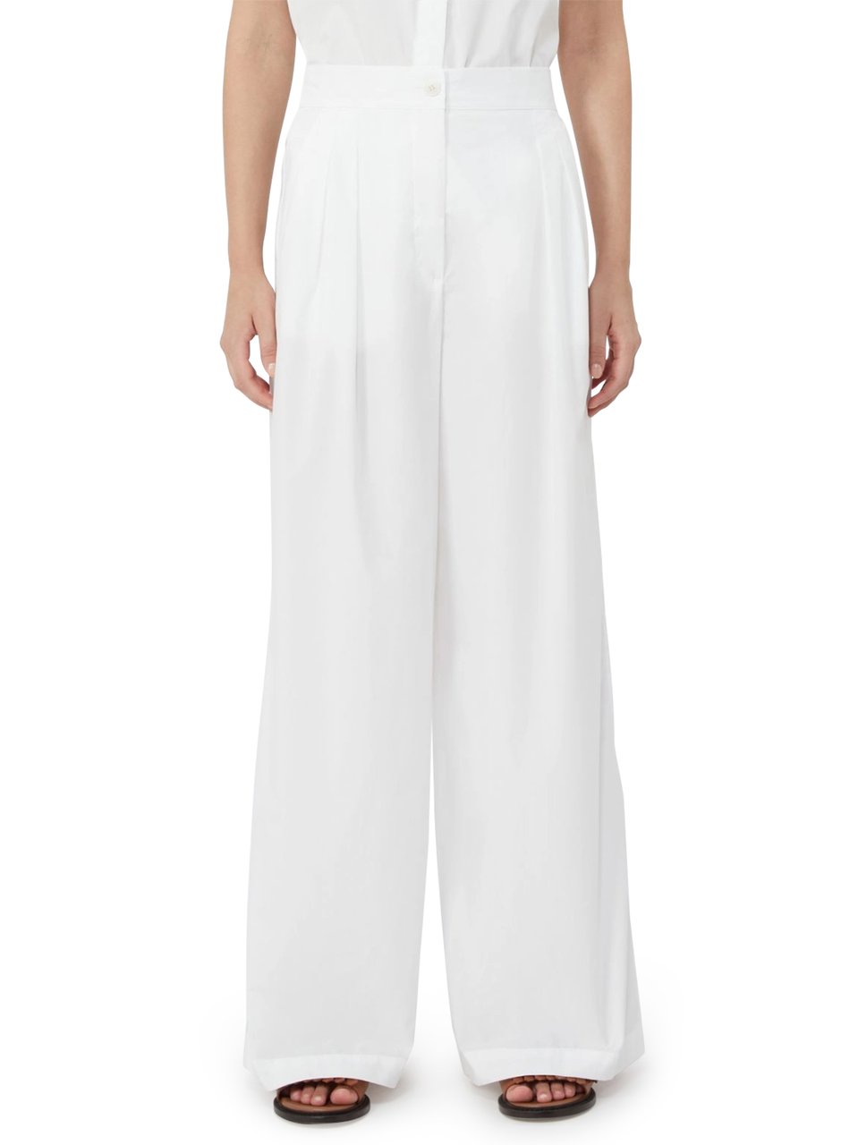 Max Mara Wide-Leg Trousers with High Waist and Pleat Detail Wit