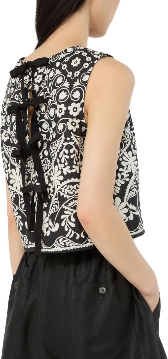 Max Mara Top Nero Ornamentale Zwart