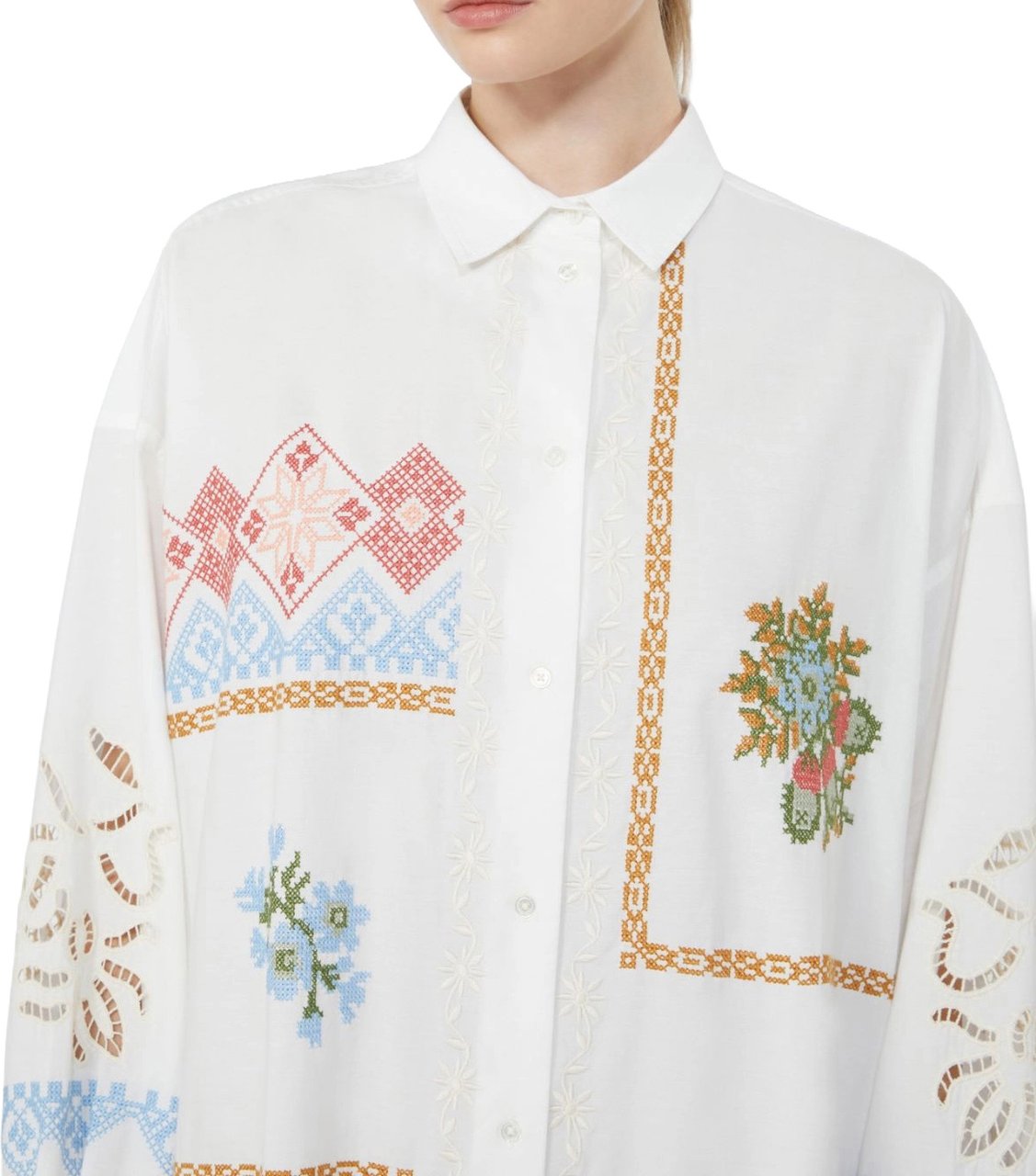 Max Mara Dresses Bianco Punto Croce Wit