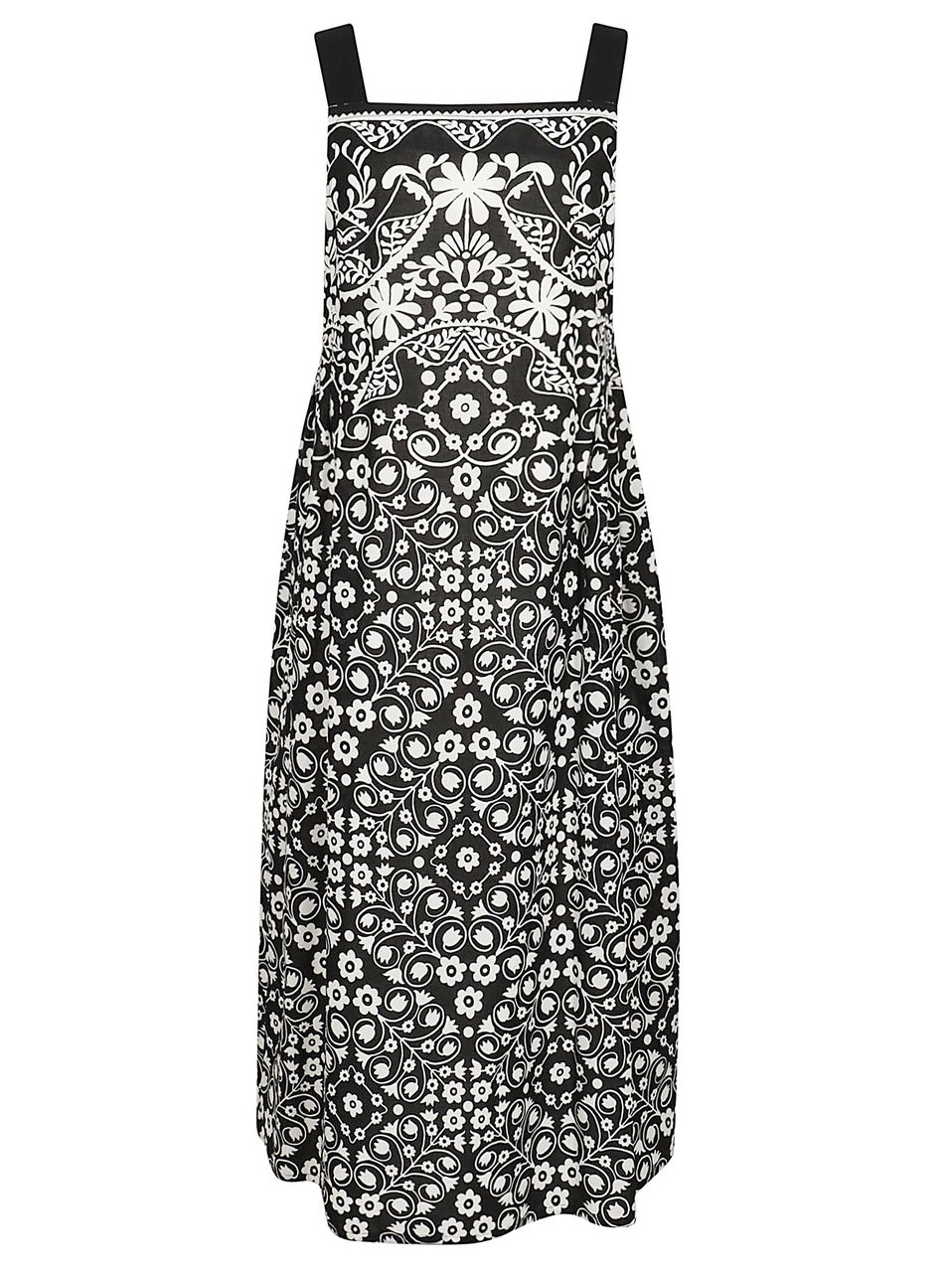 Max Mara Sleeveless Floral Print Dress with Wide Straps and Flowing Silhouette Grijs
