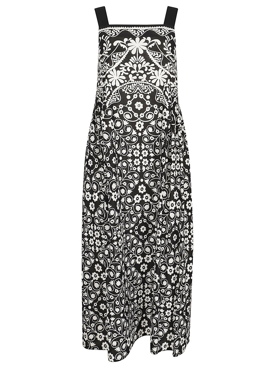 Max Mara Sleeveless Floral Print Dress with Wide Straps and Flowing Silhouette Grijs
