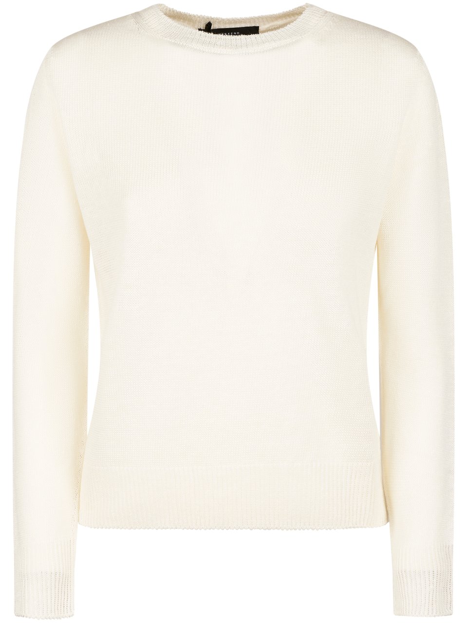 Max Mara Cropped White Long-Sleeved Top with Ribbed Detailing Wit