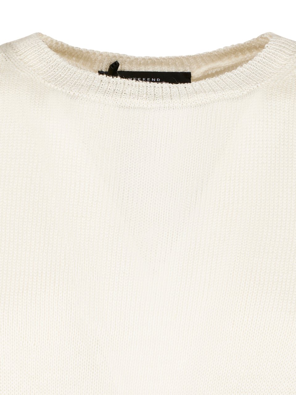 Max Mara Cropped White Long-Sleeved Top with Ribbed Detailing Wit