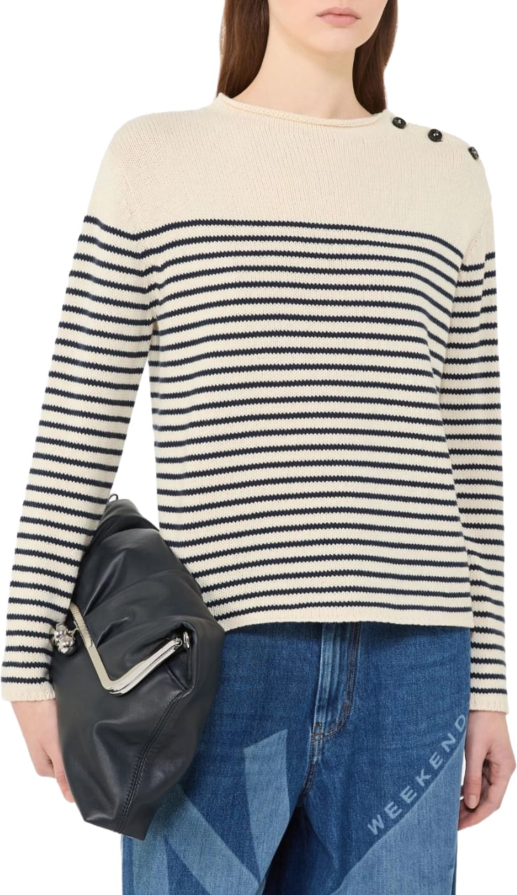 Max Mara Sweaters Blu Riga Piccola Wit