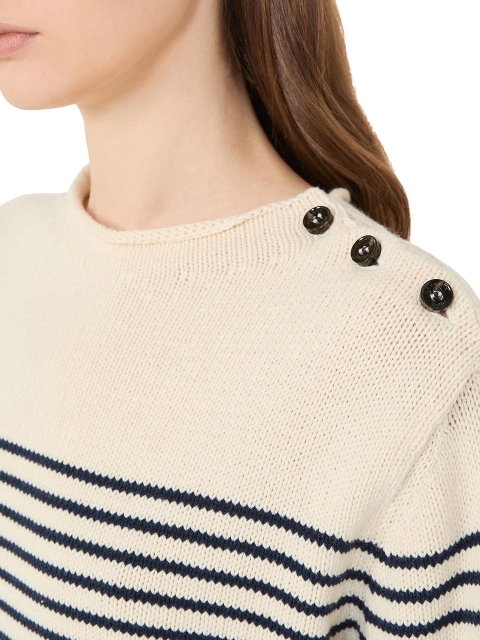 Max Mara Sweaters Blu Riga Piccola Wit