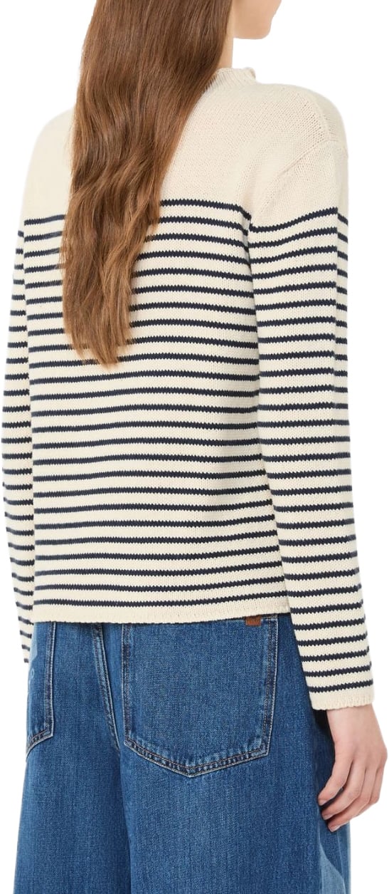 Max Mara Sweaters Blu Riga Piccola Wit