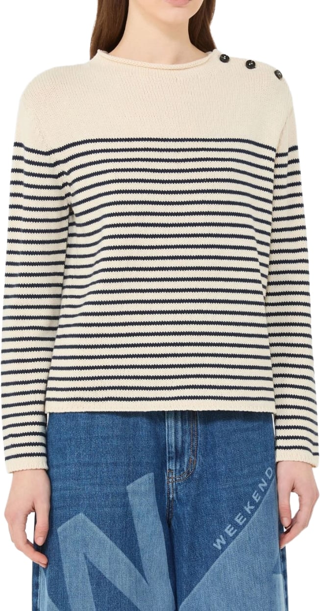 Max Mara Sweaters Blu Riga Piccola Wit