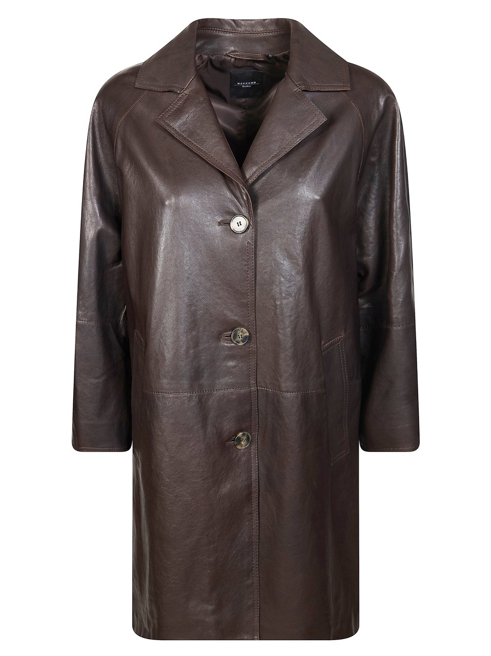 Max Mara Camino Three Quarter Sleeve Leather Jacket Zwart