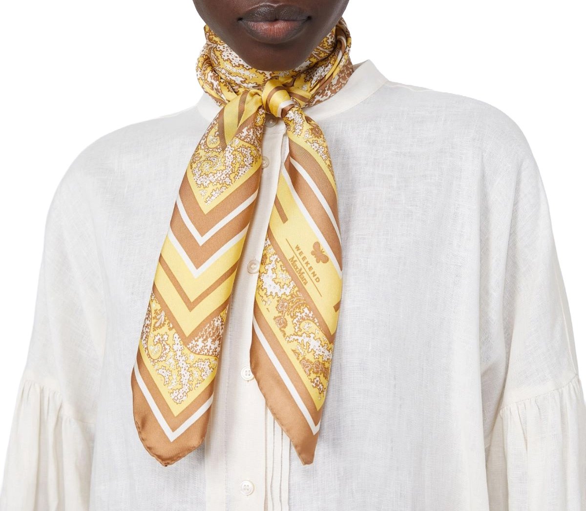 Max Mara Scarfs Verde Fiore Grafico Beige
